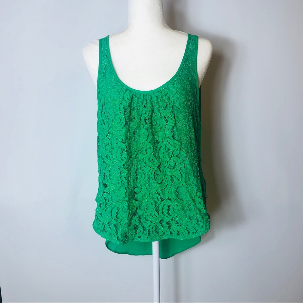 🍀Hazel- Anthropologie Green Lace Blouse -Small🍀